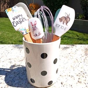 Kate Spade deco polka dot utensil holder